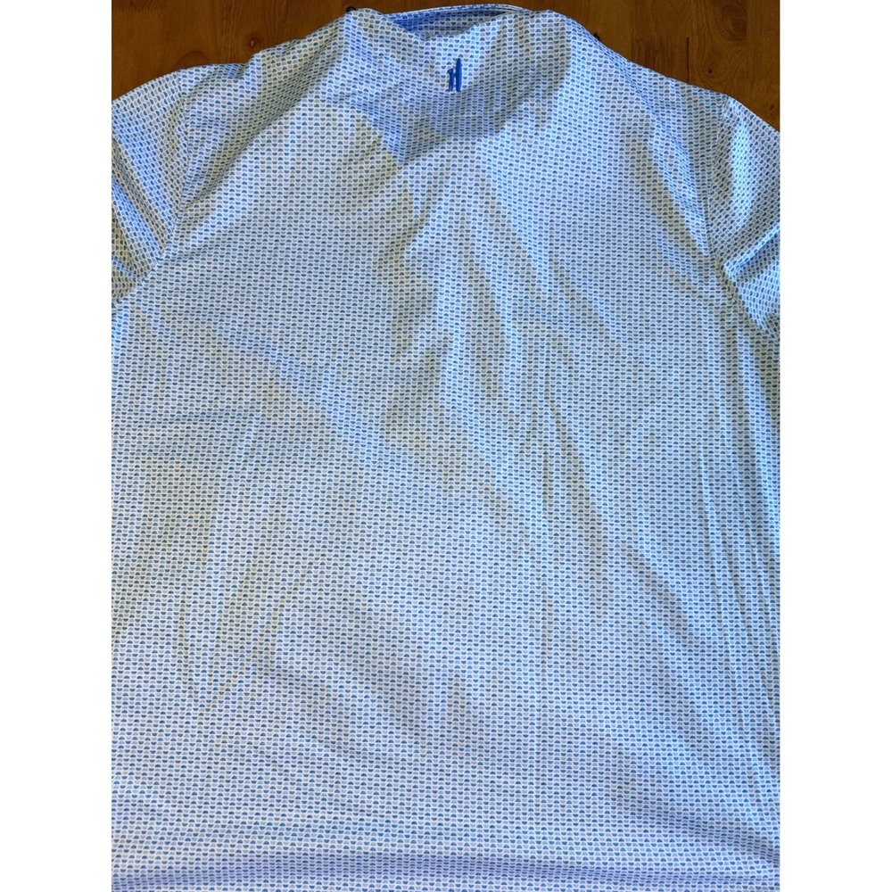 Johnnie-O Performance Polo Shirt Mens XL Blue White Geometric Print Golf UPF 50 - Picture 5 of 6